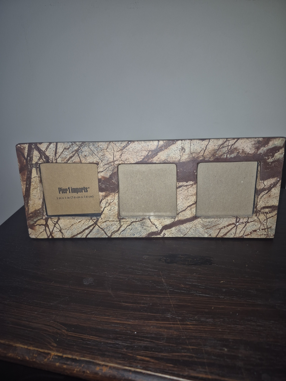Pier 1 Marble-Effect Triple Frame in Brown and Cream